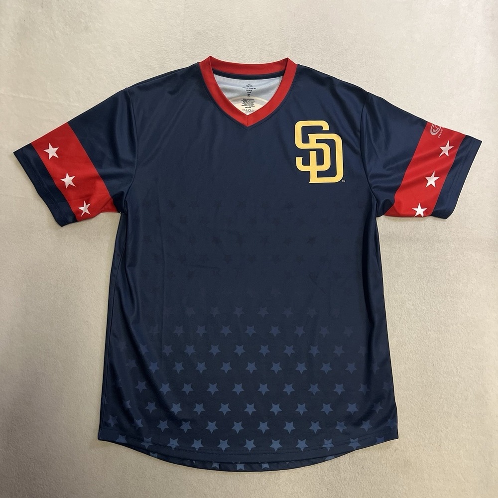 San Diego Padres True Fan Jersey T-Shirt Men's Size Large USA Flag AOP MLB